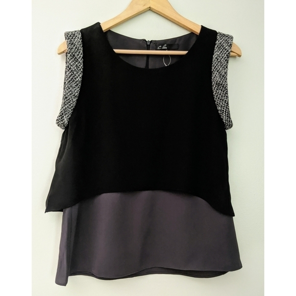 C. Luce Black and Grey Sleeveless Top - Picture 1 of 6
